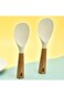 Oasisgalore Wooden Handle Silicone Rice Spoon Kitchen Utensils Rice Cooker Rice Spoon Can Stand Sil