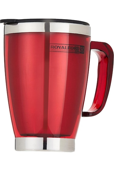 Royalford 14Oz Double Wall Travel Mug Portable With Comfortable High Grip Handle, &amp; High Grade Stai