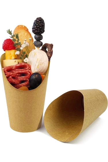 CAMKYDE 50 Pcs French Fries Holder, 12oz Disposable Paper French Fry Cups Charcuterie Cups for all