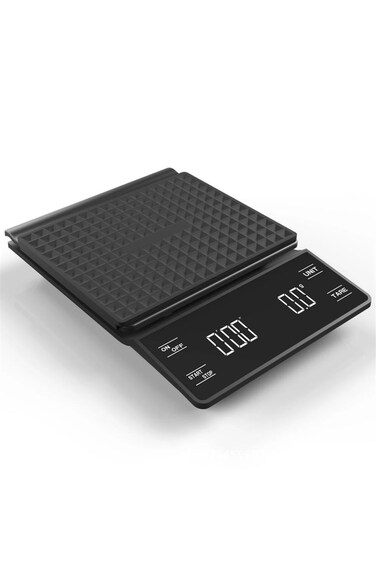 ميزان قهوة مع مؤقت، دقة عالية 3 كجم/0.1 جم، شاشة LED بإضاءة خلفية، مطبخ إلكتروني