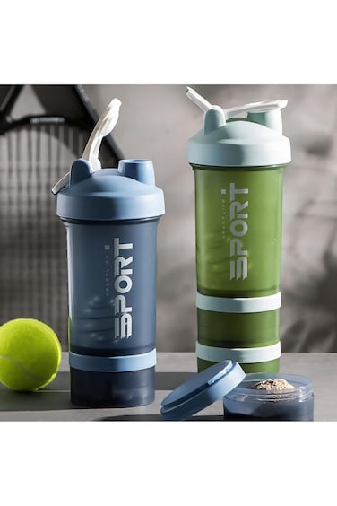 EYSOO Protein Shaker Bottle 2 Pack 500ml / 17oz Shaker Bottle for Protein Mixes Leak-proof BPA Free