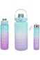 ABIN Sports Water Bottles Set of 3, Motivational Sports Water Bottle with Time Capacity Free Big La
