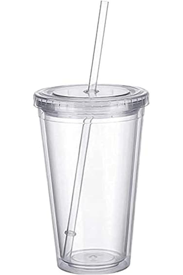 كوب بلاستيكي مزدوج الجدار من Goodern للمشروبات المثلجة والقهوة والعصير والشاي، قابل لإعادة الاستخدام، مناسب للسفر