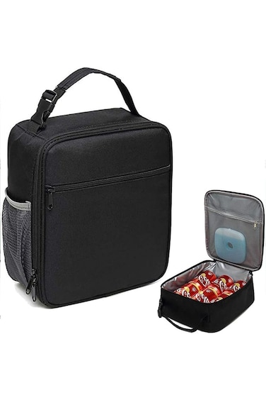 Bolivia's Insulated Lunch Bag, Black Reusable Tote Lunch Bag, Oxford Cloth Material Lunchbag, Leakp