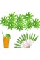 ELECDON 50pcs Drink Umbrellas Picks, Handmade Green Coconut Palm Tree Parasol Fruit Sticks For Drin