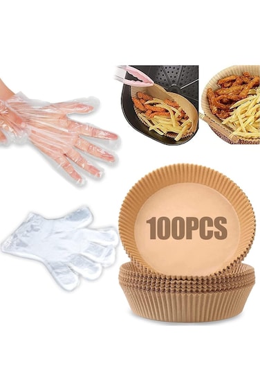 KASTWAVE 100pc Air Fryer Disposable Paper Liner, Non-stick Air Fryer Liners with 100pc Disposable G