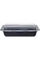 Hotpack Black Base Rectangle Microwavable Container 24Oz with Lid 50 Pieces
