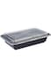 Hotpack Black Base Rectangle Microwavable Container 24Oz with Lid 50 Pieces