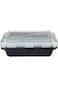 Hotpack Black Base Rectangle Microwavable Container 24Oz with Lid 50 Pieces