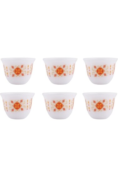 AL SAIF Gawa Cup Set Of 6PCs, White/Orange Size: Large, K65171/3/L