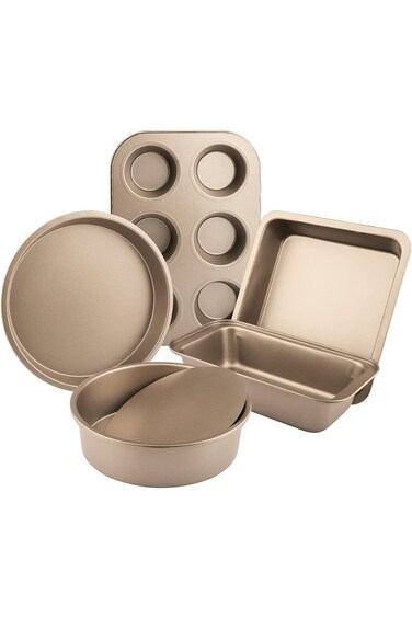 مجموعة قوالب خبز غير لاصقة من OctStory، مكونة من 5 قطع من صواني الخبز للمطبخ للفرن، مجموعات أدوات خبز مع قوالب دائرية