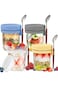 Necomi Glass Jars, Overnight Oats Container with Lid and Spoon, 350ml Mason Jars Food Storage for C