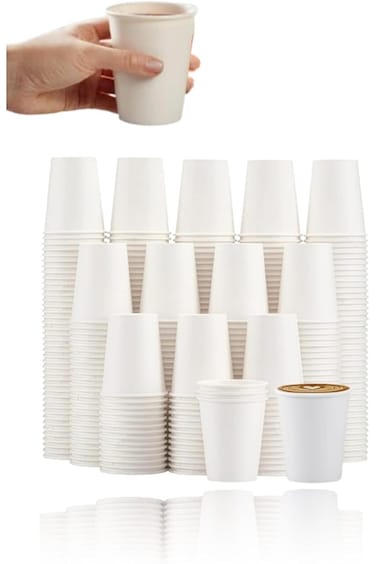 Sweet seven 100-pack 8 oz Disposable Paper Coffee Cups - Hot/Cold Beverage Drinking Cups for Office