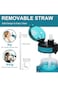 GEMFUL Water Bottle 1L with Straw Motivational Time Marker Tritan BPA Free Drink Bottle for Sports