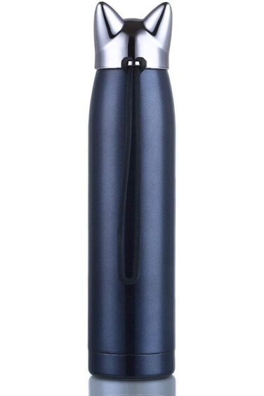 Stainless Steel Thermos Thermal Travel Mug, Navy Blue,(Fox Design)