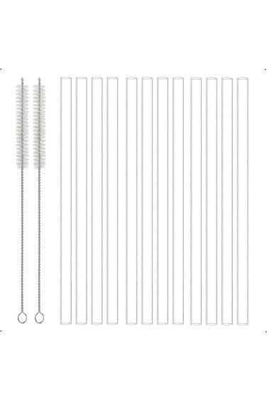 X spring Replacement Straw, 12 Pack Reusable Plastic Clear Straws with 2 Cleaning Brushes, Compatib