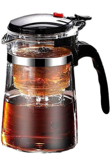 Goodern 500ML Glass Teapot with Removable Tea Infuser Clear Tea Kettle with One Button Press to Fil