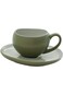 Easy Life Organica Dishwasher Safe Stoneware Ceramics Cup and Saucer Set Green 90ml R2657#ORGR