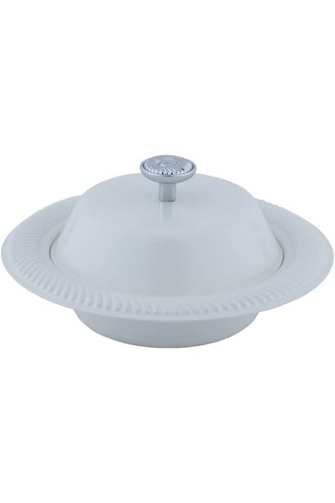 وعاء تمر السيف الحديدي، المقاس: ١٥.٦ سم، اللون: أبيض عاجي/كروم