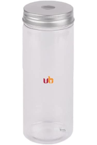 Cylindrical Plastic Food Storage Container Jar With Silver Lid &amp; Spout 350 ml (10 Pieces)