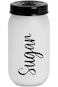 Solmazer Herevin 1-Liter Decorated Glass Jar - Stylish White Ice Color-Painted Sugar Canister for F
