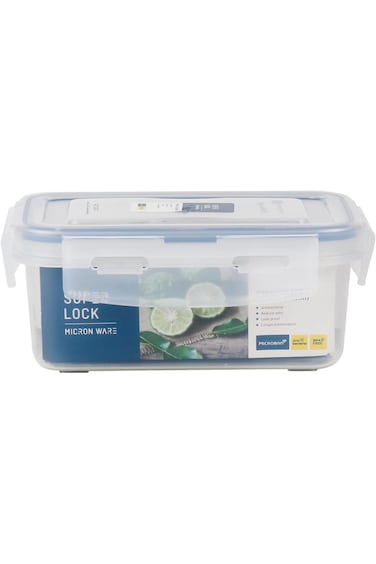 Microneware Superlock Rectangle Storage Box 650ml, Airtight Plastic Food Container With Lid, 100% L