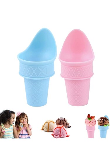 2PCS Ice Cream Cone Holder, Reusable Ice Cream Cones, Plastic Cream Cone, Holder for Kids, Cream Sn