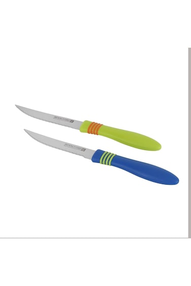 Royalford Stainless Steel Blade Fruit Knife Set (2 pc) - Stainless Steel Curved, Serrated Sharp Edg
