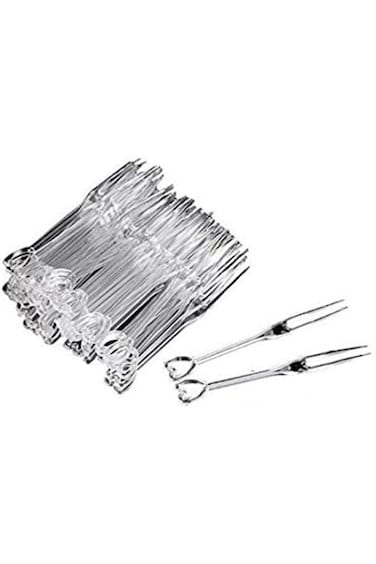 WOIWO 100pcs Disposable Plastic Fruit Forks Cocktail Sticks Party Supplies Plates Picks Cake Forks