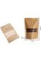 Rosy.Moment 12 Pieces Kraft Paper Bags with Matte Window, Zipper Lock Food Storage Sealable Bag Siz