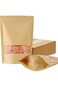 Rosy.Moment 12 Pieces Kraft Paper Bags with Matte Window, Zipper Lock Food Storage Sealable Bag Siz