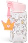 Manna Buddy Crown Themed Design Water Bottle with Strap Clear and Pink 15oz AC55354