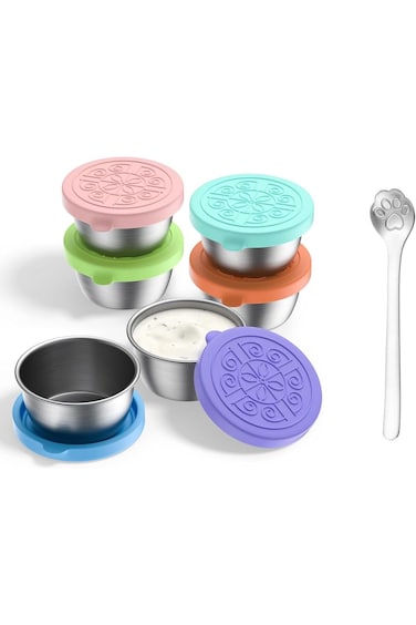 ALMEKAQUZ Salad Dressing Container To Go, 6Pack 1.7oz/50ml Reusable Small Condiment Containers with