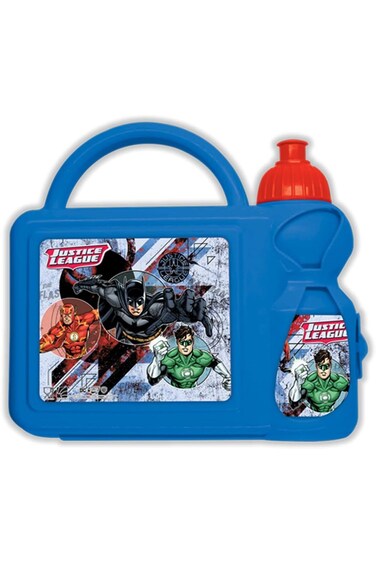 Justiceleague Justice League Plastic Lunch Box and Water Bottle for Kids, Blue