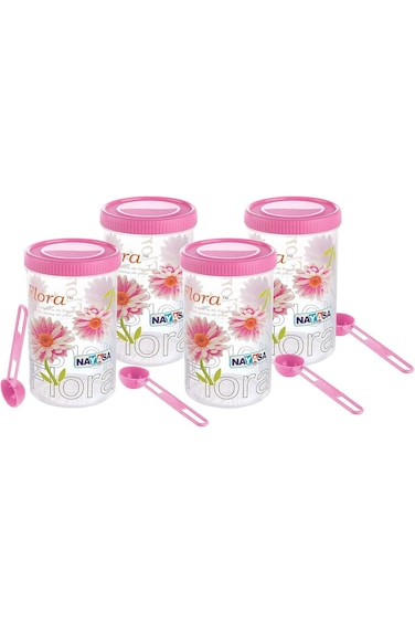 مجموعة حاويات بلاستيكية للتخزين من ناياسا 92-94-95-96، 4 قطع، وردية اللون