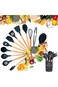 ALMEKAQUZ Silicone Cooking Utensils Set,Heat-resistant Kitchen Utensils Set with Holder for Nonstic