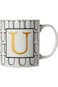 كوب شاي وقهوة من البورسلين مطبوع عليه حرف U ضحل، Bd-Mug-U
