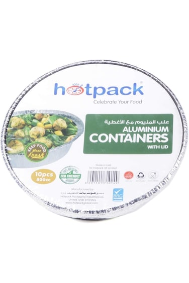 HOTPACK Aluminum Round Container 800cc 10 Pieces, 800 ml