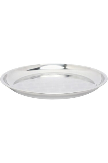 Bister High Quality Stainless Steel Round Food Serving Tray Silver, 40cm