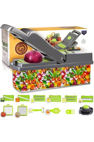 LIANJIN Vegetable Chopper, Multifunctional 15-in-1 Veggie Choppers Food Cutter Onion Mincer, Cutter