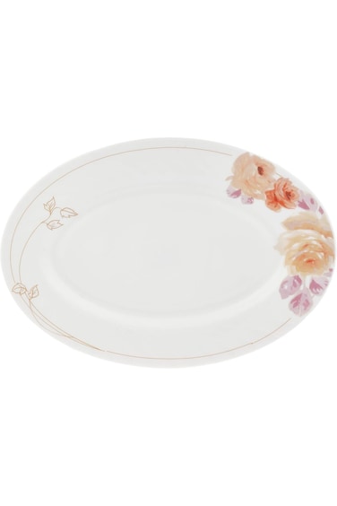Royalford Opal Ware Oval Plate, 14-Inch Size, White