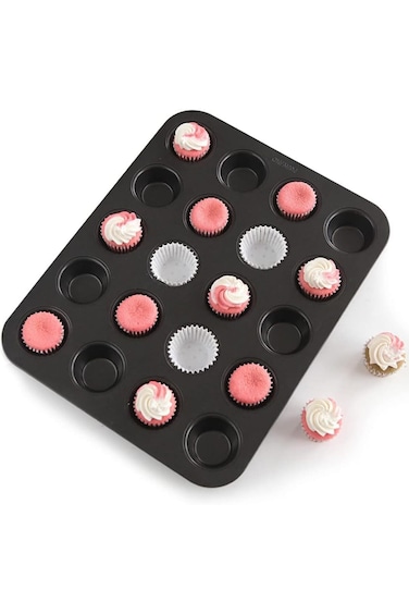قوالب مافن عربية 20 كوب، قالب صغير غير لاصق لخبز الكيك، صينية خبز بودنغ الخبز، كب كيك