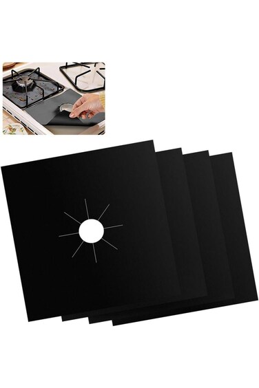 واقي موقد شوواي، 4 قطع، غطاء موقد غاز غير لاصق، مقاوم للحرارة، أغطية شعلات مطبخ