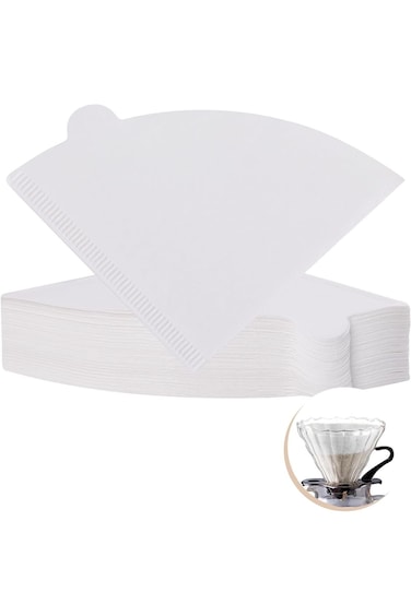 WEZCHUGHAOL Coffee Filters V60 Cone Paper White 100 Count 2-4 Cup Unbleached Paper Coffee Filters F