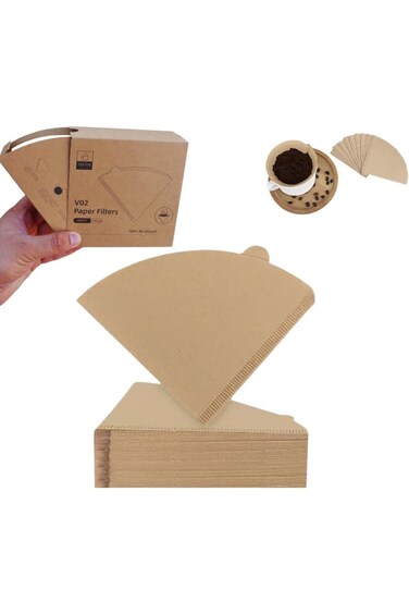 V60 Size 02 Unbleached Brown Coffee Paper Filters &ndash; 100% Natural &amp; Eco-Friendly