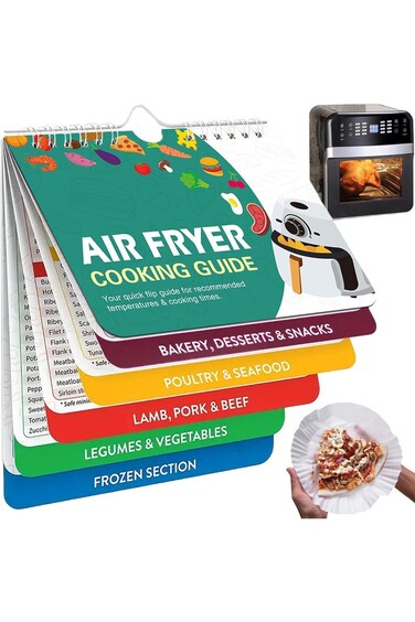 YelaJoy Air Fryer Magnetic Cheat Sheet Set Air Fryer Cheat Sheet Magnets Cooking Guide Booklet Air