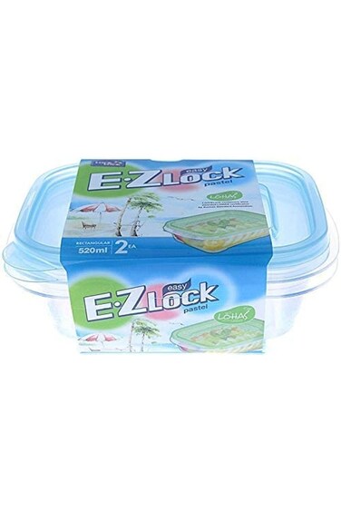 مجموعة من قطعتين من علب لوك آند لوك إيزي لوك المستطيلة بلون باستيل - أزرق HLE6300W