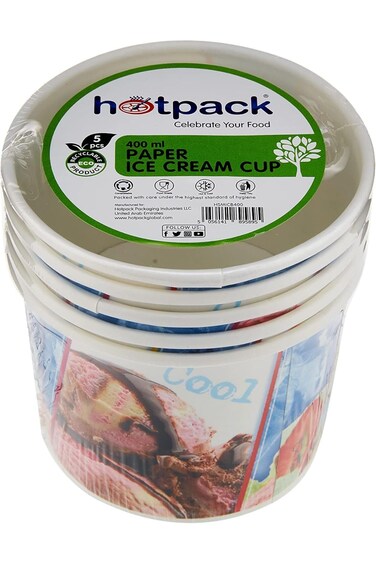 Hotpack Paper Ice Cream Cup 400ml - 5 Pieces