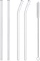 Hiware Reusable Glass Straws Set, 5-piece Drinking Straws with Cleaning Brush, 10" x 10 mm, Dishwas
