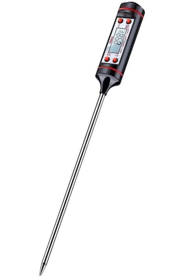 مقياس حرارة اللحوم من كويزين آرت، مقياس حرارة للطهي مع قراءة فورية، شاشة LCD، وظيفة التثبيت